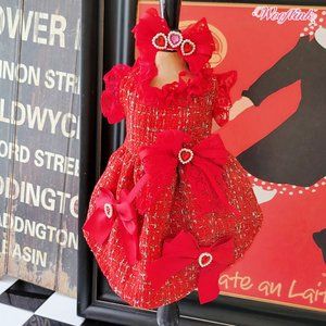 Winter Princess Dress in Red by Wooflink SIZE 2